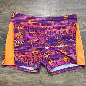 Reebok Purple and Orange Patterned Shorts